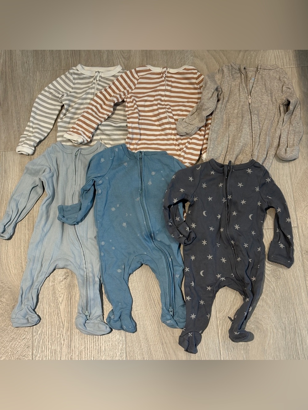 Baby 6pack Moons Long Sleeve Sleep N' Play Footed Pajamas